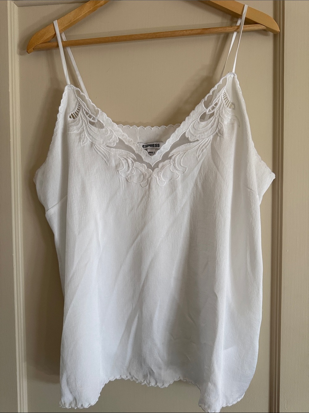 Express White Scalloped Lace-Trim Camisole